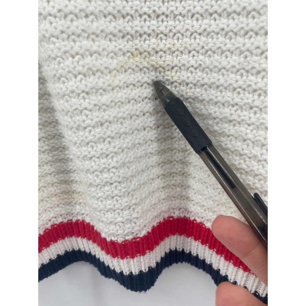 Francesca's Blue Rain Tank Top Womens S White Red Blue Striped Nautical Knit - Picture 3 of 7